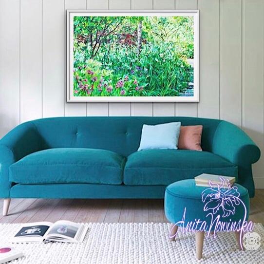 print of garden painting with path & trees by Anita nowinska