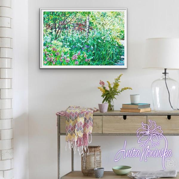 print of garden painting with path & trees by Anita nowinska
