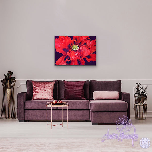 red oriental poppy big flower painting by anita nowinska