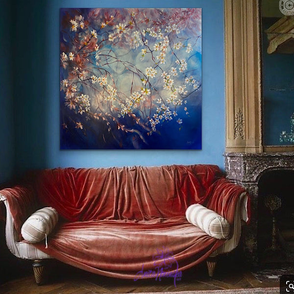 'Believe' - Big Spring Blossom Painting on Canvas