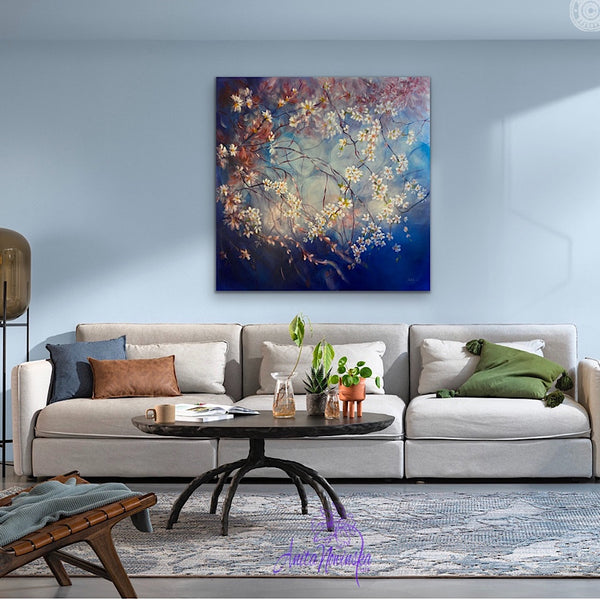 'Believe' - Big Spring Blossom Painting on Canvas
