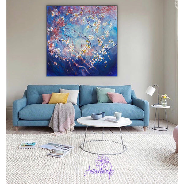 'Believe' - Big Spring Blossom Painting on Canvas
