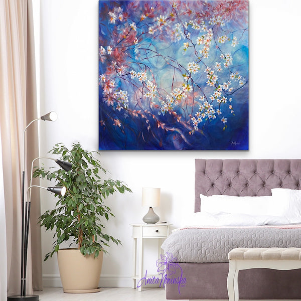 'Believe' - Big Spring Blossom Painting on Canvas