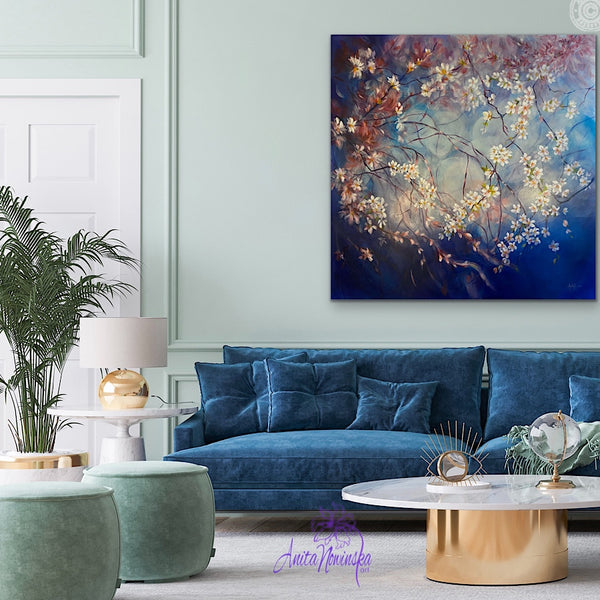 'Believe' - Big Spring Blossom Painting on Canvas