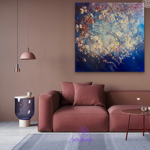 'Believe' - Big Spring Blossom Painting on Canvas