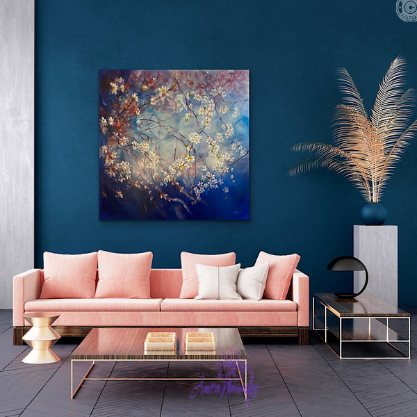 'Believe' - Big Spring Blossom Painting on Canvas