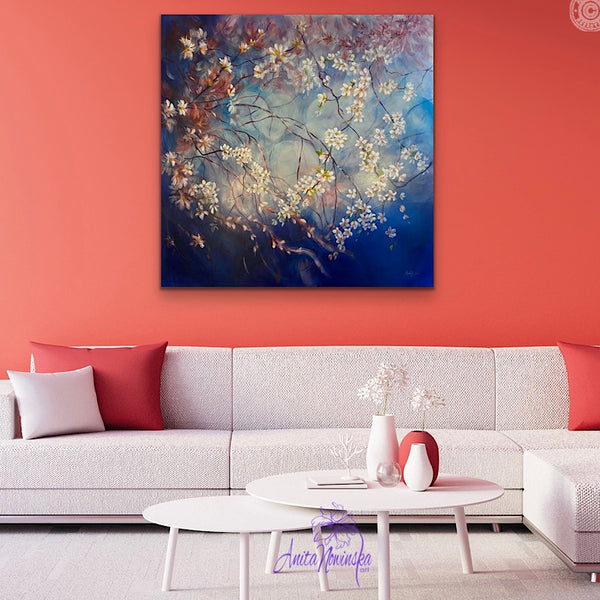 'Believe' - Big Spring Blossom Painting on Canvas