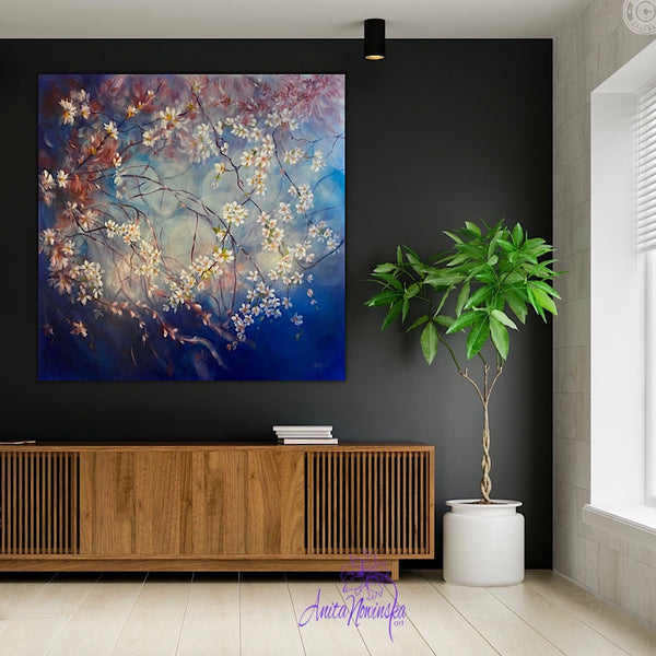'Believe' - Big Spring Blossom Painting on Canvas
