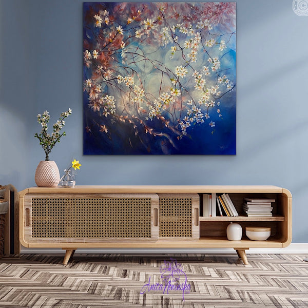'Believe' - Big Spring Blossom Painting on Canvas