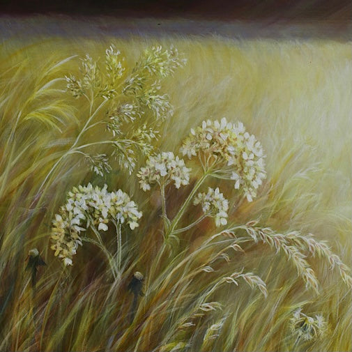 'Stillness' -Golden Wild Flower Meadow Painting- Canvas