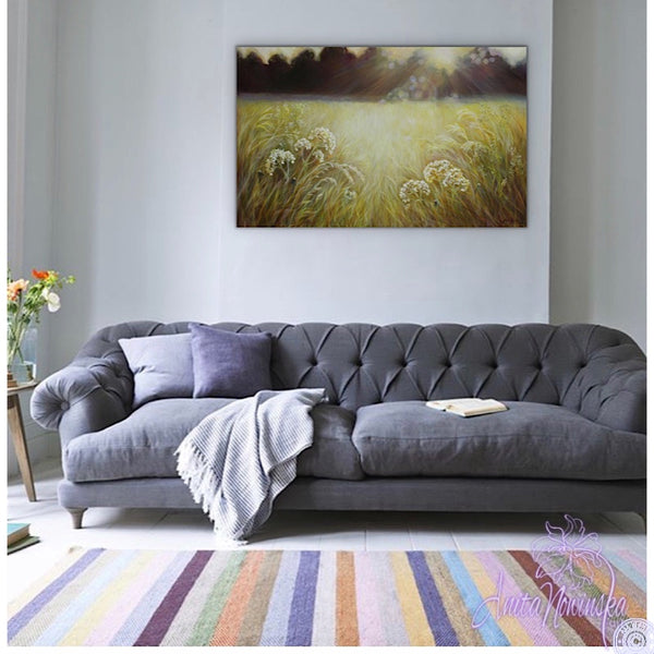 'Stillness' -Golden Wild Flower Meadow Painting- Canvas