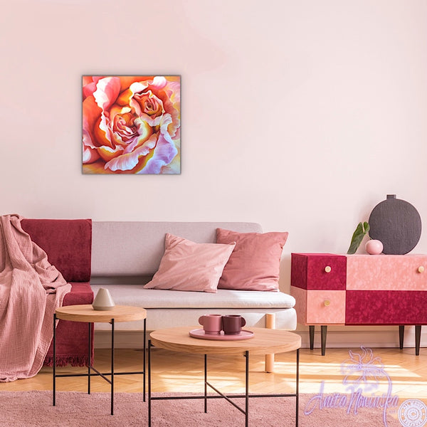 Integrity- Peach Rose Flower Painting