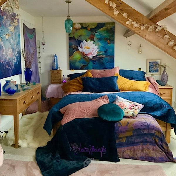 waterliles waterlily pond big flower painting by Anita Nowinska