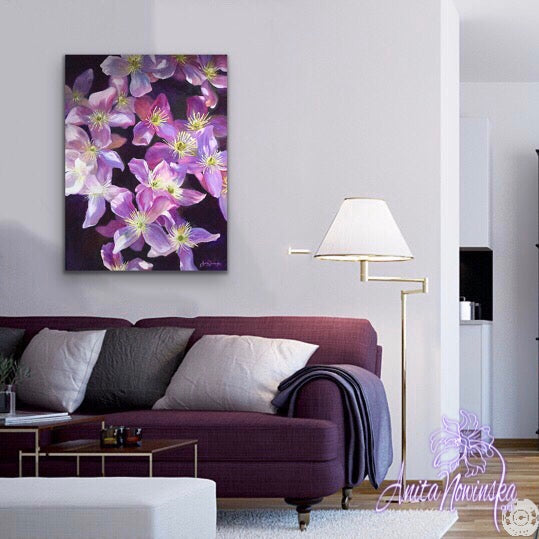 'Harmony'- Purple Clematis Painting