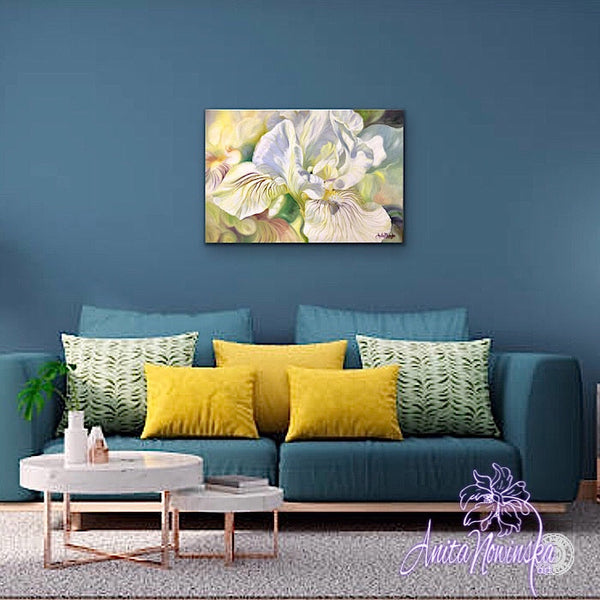 Awaken- Yellow Iris Flower Painting in oils