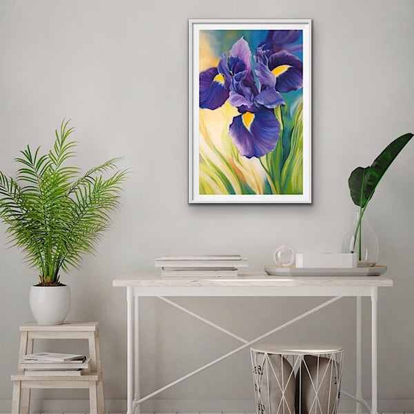 purple iris big flower painting by Anita Nowinska