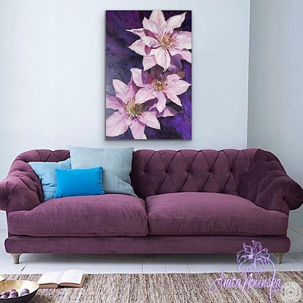 purple clematis big flower painting by Anita nowinska