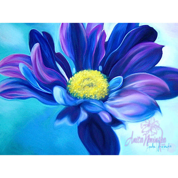 Daisy Blue- Blue Aster Flower Painting