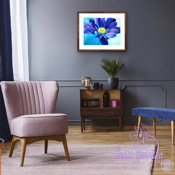 Daisy Blue- Blue Aster Flower Painting