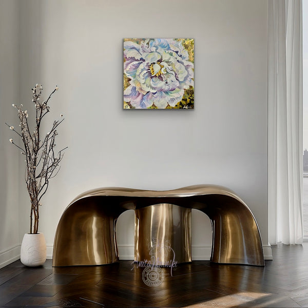 embrace- original framed oil painting of flouncy white peony on a 14ct gold background by anita nowinska.JPEG
