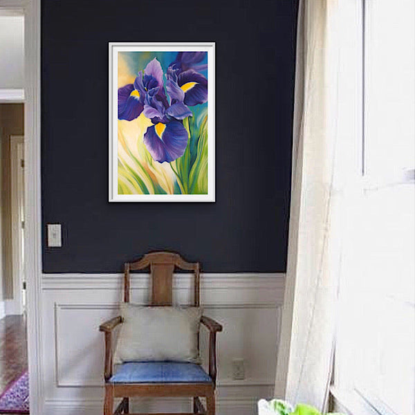 purple iris big flower painting by Anita Nowinska