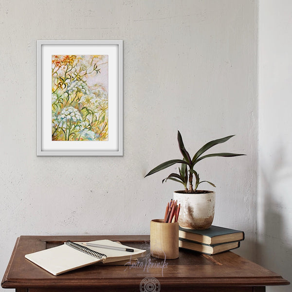 Intuity-Wild Carota flower Meadow Painting of cow parsley gently lit by golden sunlight by anita nowinska.JPEG