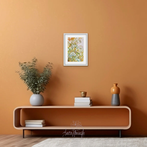 Intuity-Wild Carota flower Meadow Painting of cow parsley gently lit by golden sunlight by anita nowinska.JPEG