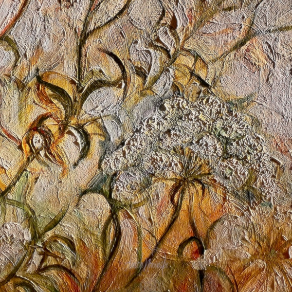 Intuity-Wild Carota flower Meadow Painting of cow parsley gently lit by golden sunlight by anita nowinska.JPEG