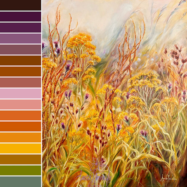 Meliorism- Golden meadow oil  painting with sorrel seeds, ragwort & thistles by anita nowinska art.JPEG
