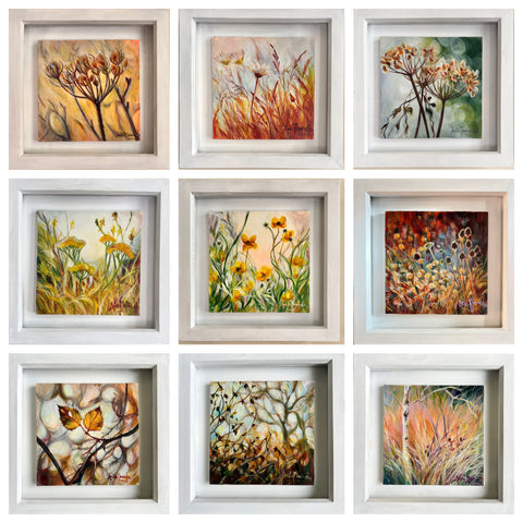 Framed 15cm Meadow & Seedhead paintings