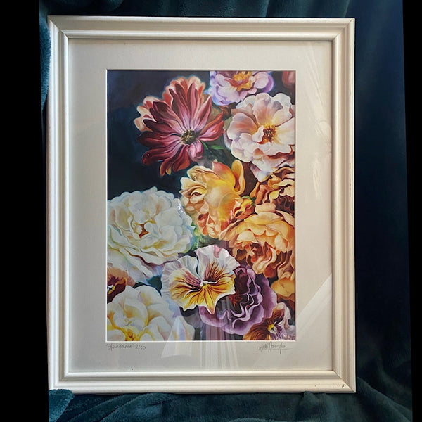 a3 framed print of golden flower bouquet with roses pansies and cosmos by anita nowinska gifts