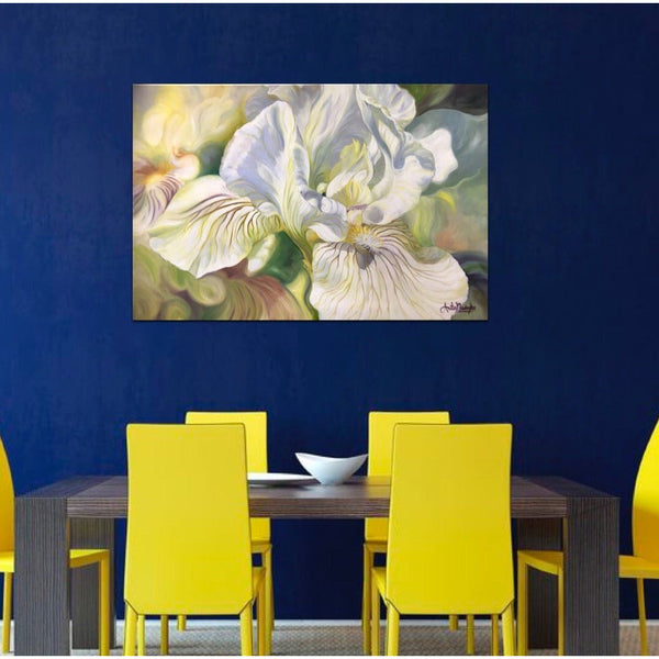 yellow & white iris flower painting by Anita Nowinska