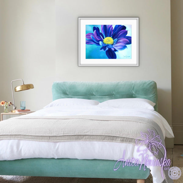 Daisy Blue- Blue Aster Flower Painting