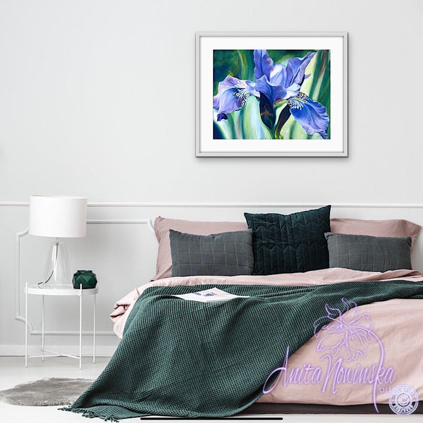 Dreaming- Blue Iris Flower Painting