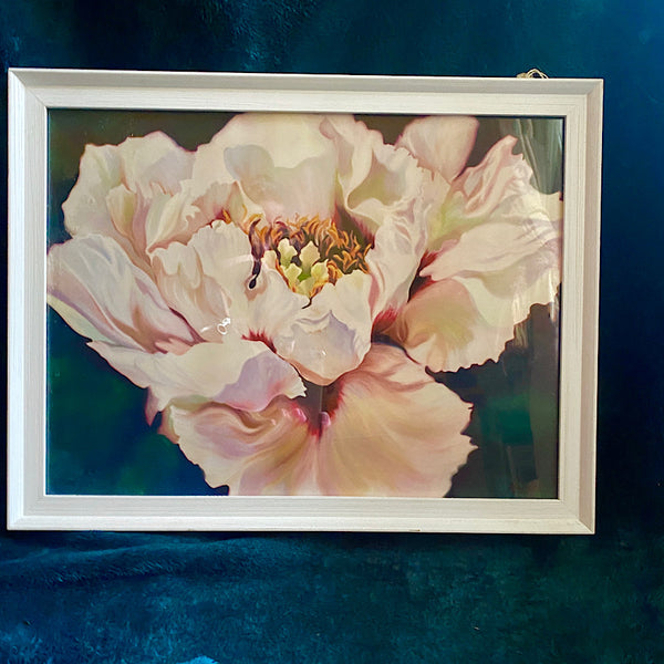 framed print of big flower painting by anita nowinska of tree peony