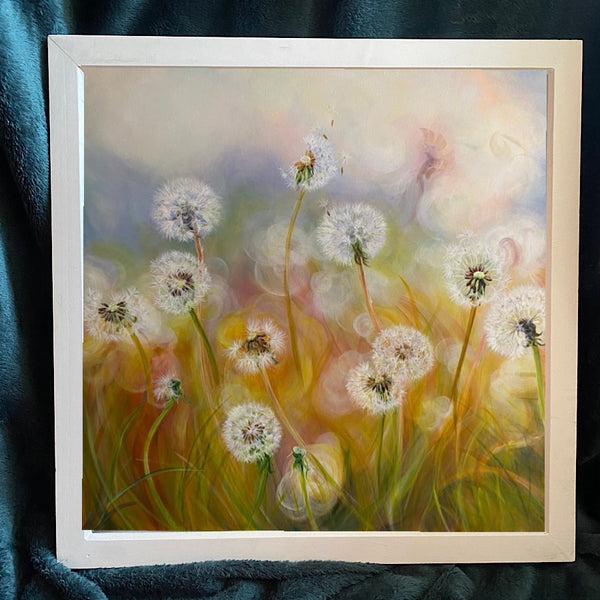 framed print of dandelion clock meadow by anita nowinska