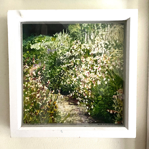 framed small print of white garden by anita nowinska