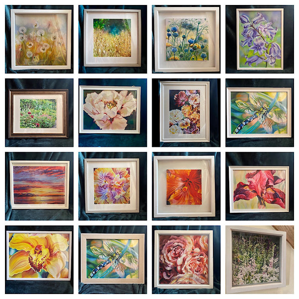 collection of framed prints of flowers meadows and flower bouquets by anita nowinska studio sale
