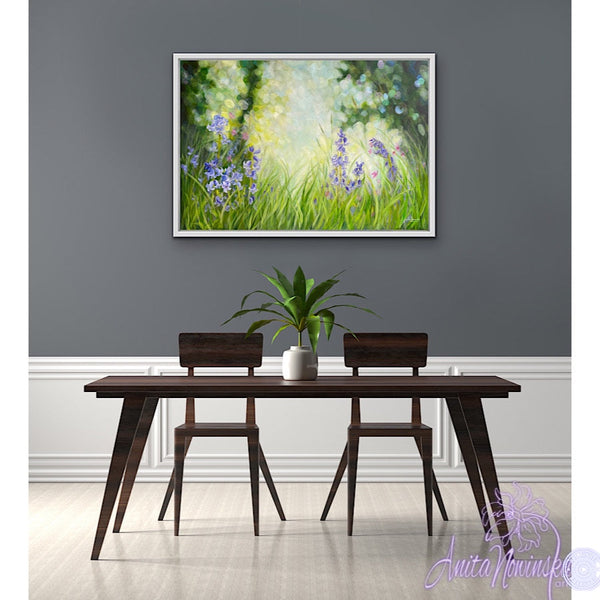 wild flower painting of bluebells, Devon hedgerow by Anita Nowinska