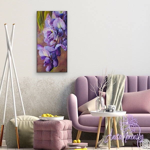 Wistful- Purple Wisteria Flower Painting In oils