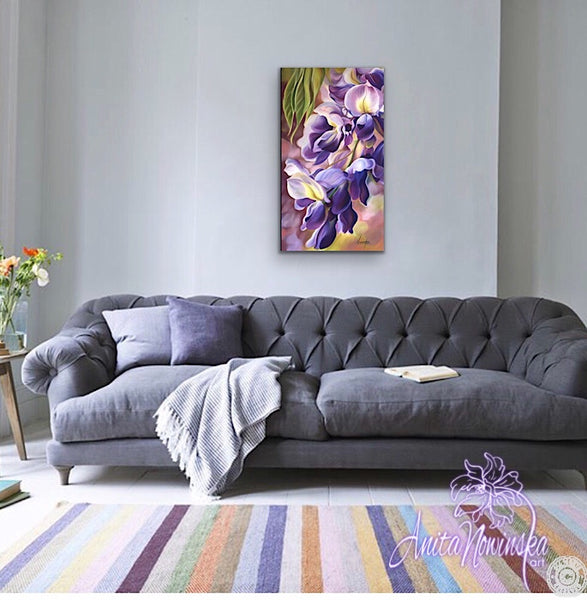Wistful- Purple Wisteria Flower Painting In oils