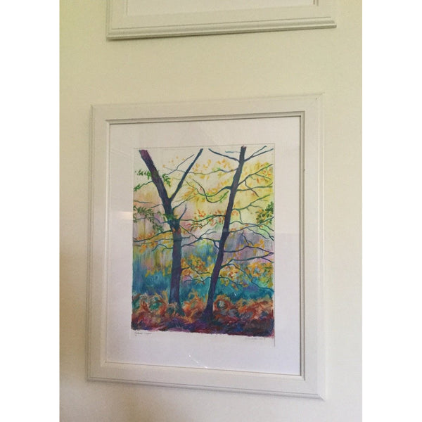 Autumn layers - Trees in Autumn - Original mixed media framed painting