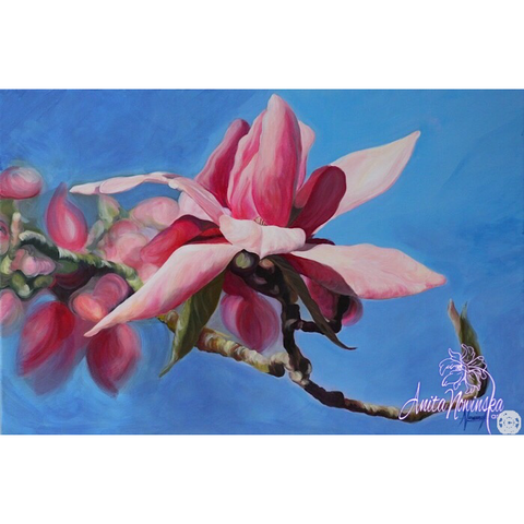 Out on a limb- Pink Magnolia Painting