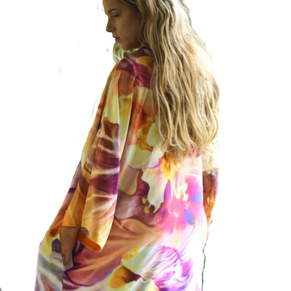 Silky Kimono- Hibiscus- Designer Fashion- Lingerie