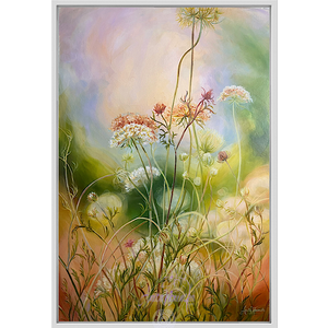 'Contentment' wild flower meadow painting with cow parsley by anita nowinska