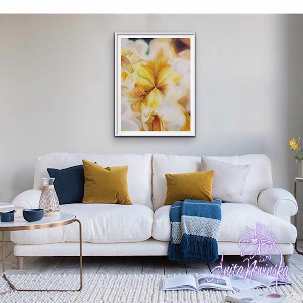 flower painting of centre of golden iris by Anita Nowinska wall art