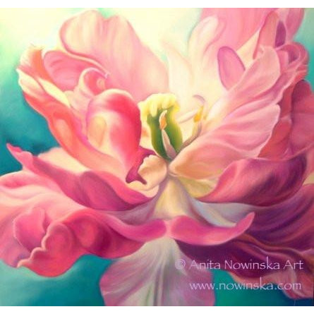 pink tulip flower painting-first crush-anita nowinska