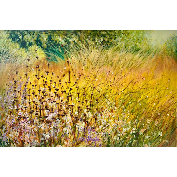 autumn meadow garden painting with grasses & seedheads by anit anowinska
