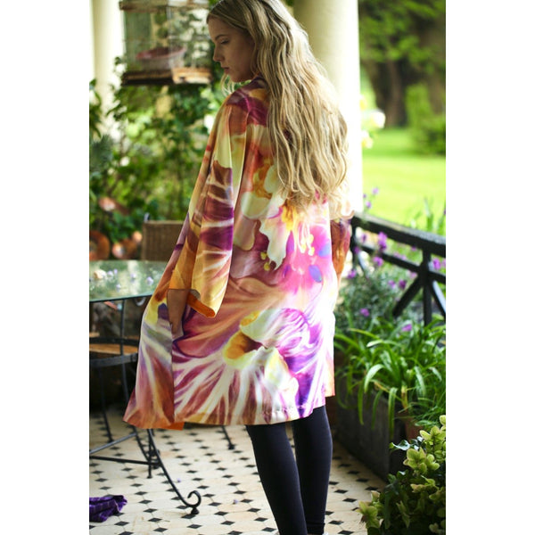 Hibiscus Kimono-wearable art- fashion clothing-flower paintings-anita nowinska
