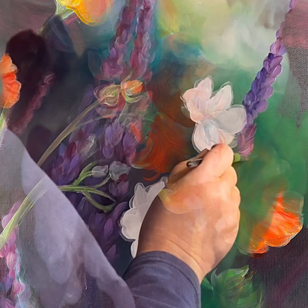 'Be True'- Geums & Salvia Garden Painting